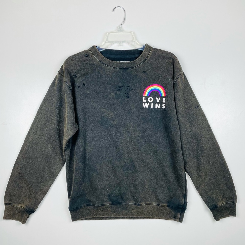 FREEZE Love Wins Distressed Sweatshirt S